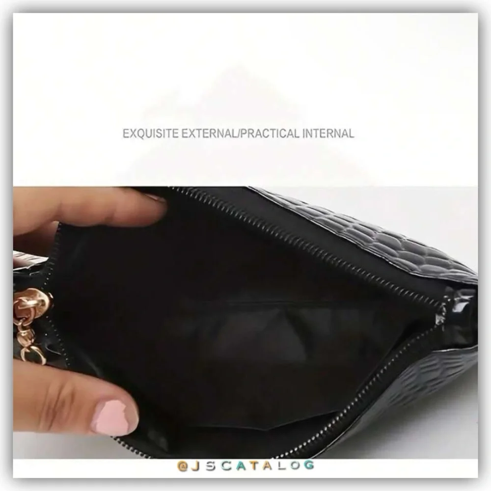 NEW Black Crocodile Leather Crossbody Purse Bag